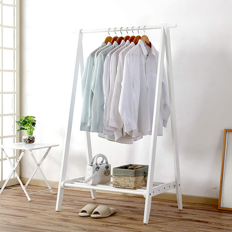 Rebrilliant 75cm Width Wooden Wardrobe Storage Clothes Tidy Rails Wayfair